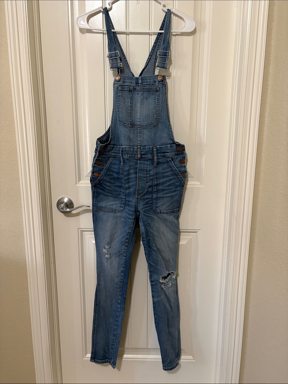 Madewell Classic Distressed Denim Overalls - Blue